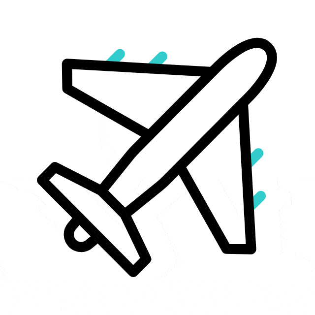 An airplane icon highlighting our airport pickup service, ensuring a comfortable arrival for our guests at Hotel Nova Boutique Rajkot