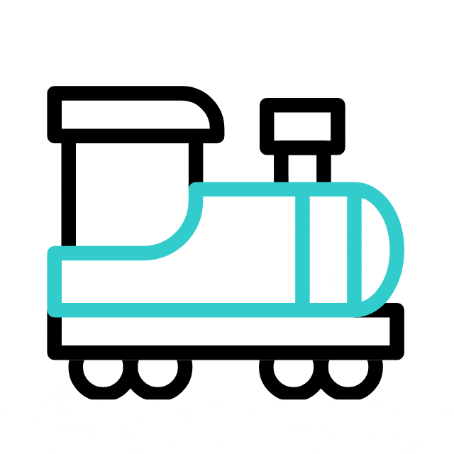 A train icon representing our guest pickup service, ensuring a comfortable arrival for our guests at Hotel Nova Boutique Rajkot